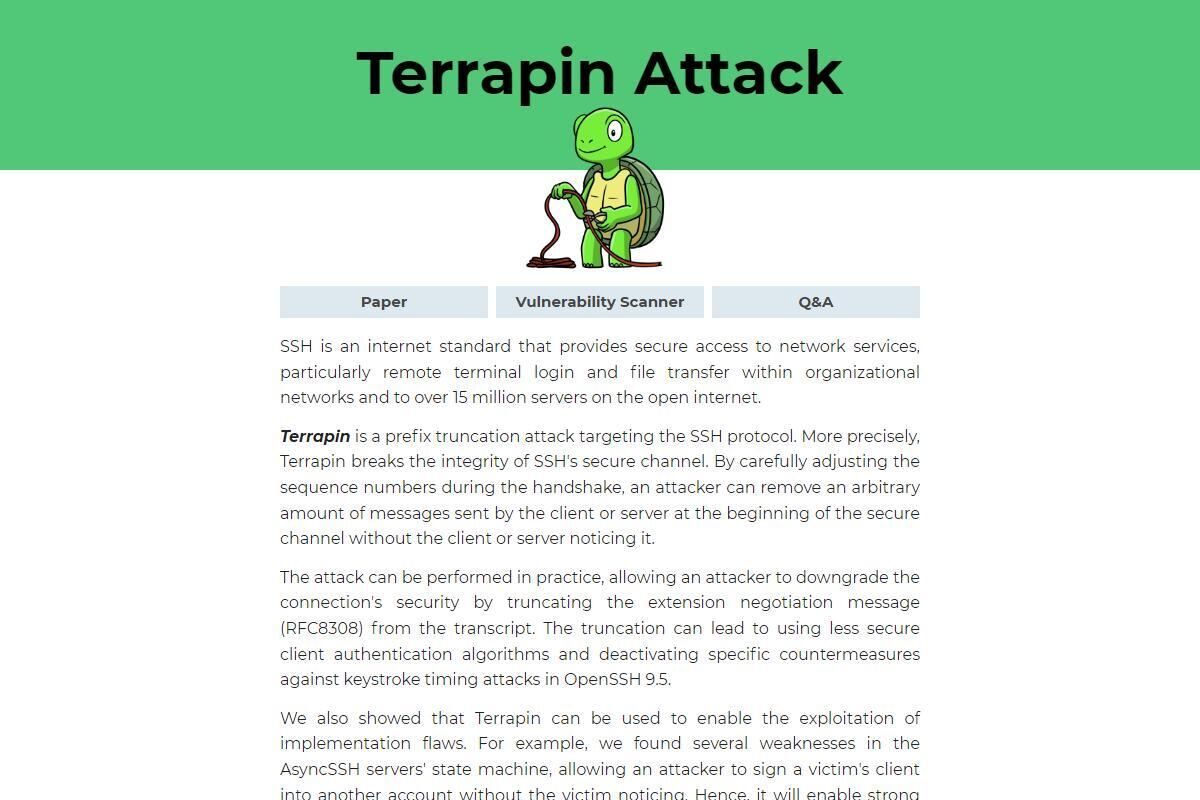 SSHのセキュリティを弱体化させる新しい攻撃手法「Terrapin」に注意