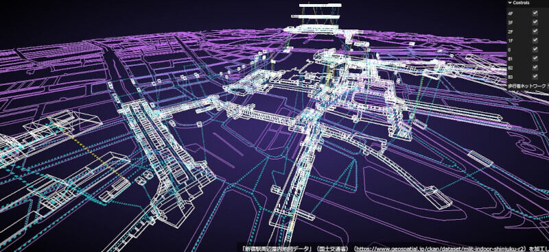 複雑すぎる新宿駅周辺屋内をThree.jsで3D表現したオープンソース