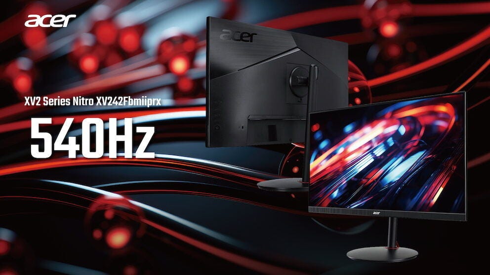 「Acer Nitro XV242Fbmiiprx」発売決定 – TNパネル採用で540Hz駆動、99,800円