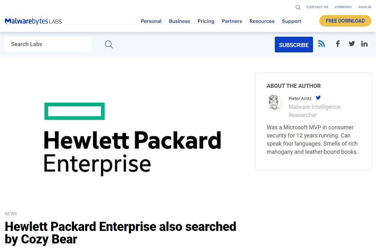 Hewlett Packard Enterpriseに不正アクセス、一部のメールが流出