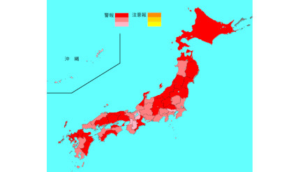 インフルエンザ患者報告数は3万人以上の減少、東京都は約1000人減