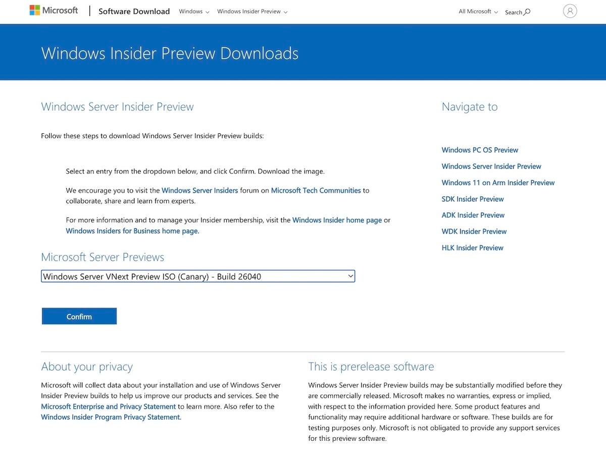 Windows Server 2025のプレビュー版ISOイメージのダウンロード方法