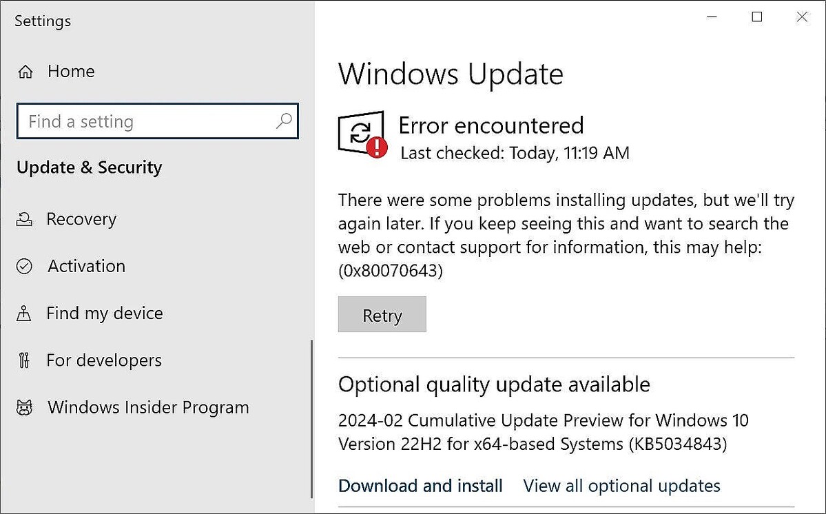 Windows 10で更新プログラムKB5001716のインストールに失敗する問題発生か