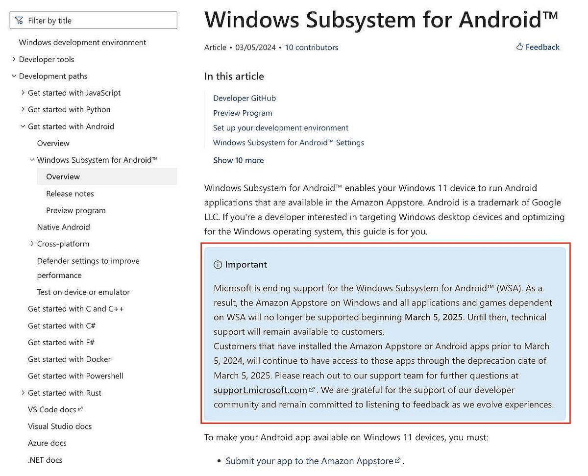 Microsoft、Windows 11でAndroidアプリのサポート廃止へ