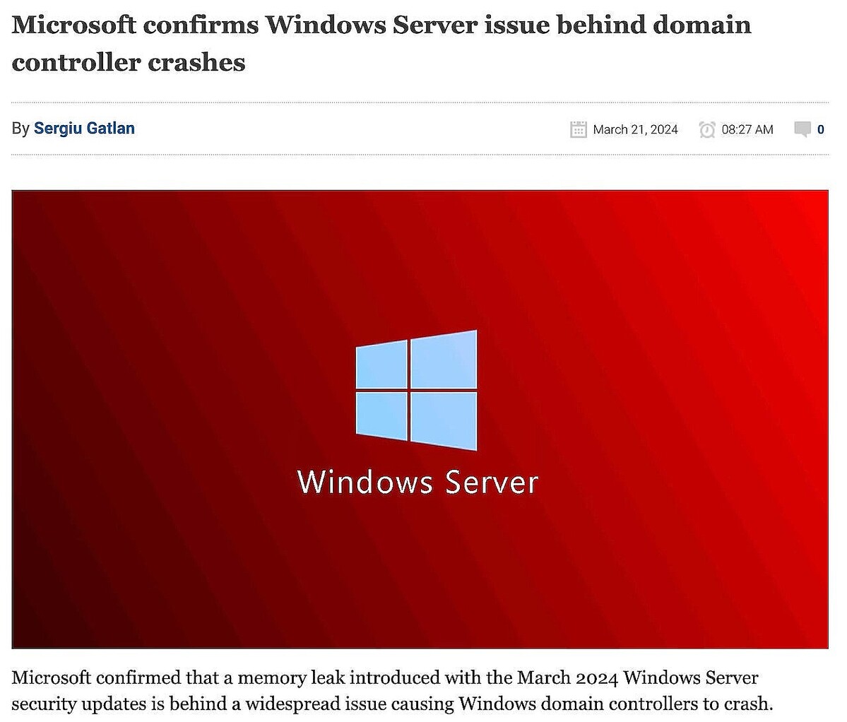 Windows Serverのアップデートでドメインコントローラに問題が発生中
