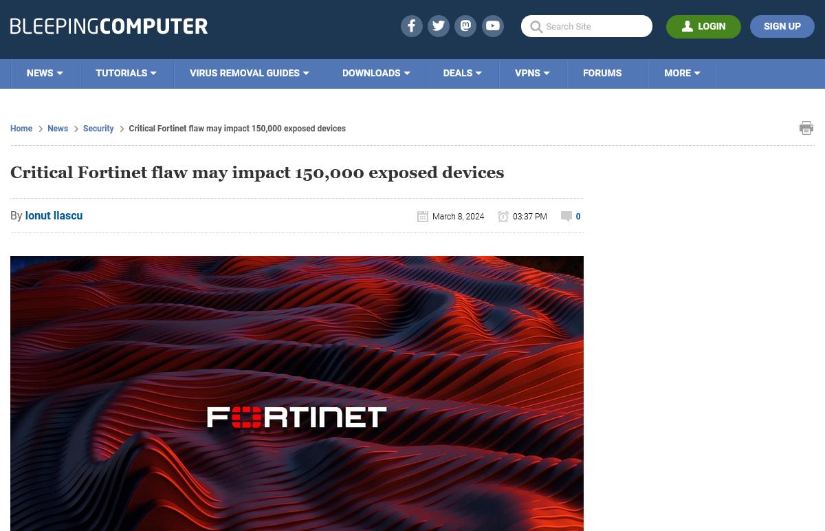 Fortinet FortiOS、FortiProxyの緊急の脆弱性、国内約1万台が未対策