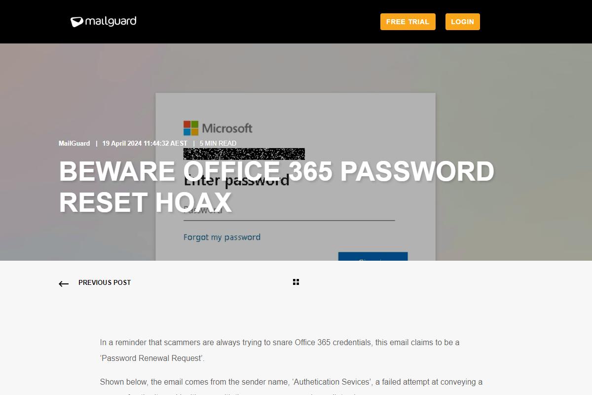 Microsoft 365のパスワード更新を求めるフィッシングメールに注意