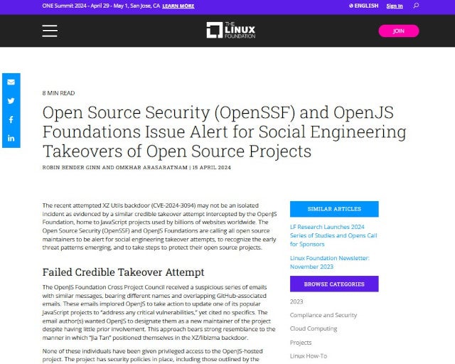 オープンソースプロジェクトのソーシャルエンジニアリングに警戒を – OpenSSF/OpenJS