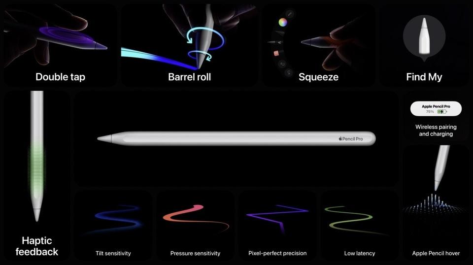 Apple Pencilに新型「Apple Pencil Pro」。豊富なセンサーで新しい描き方を実現