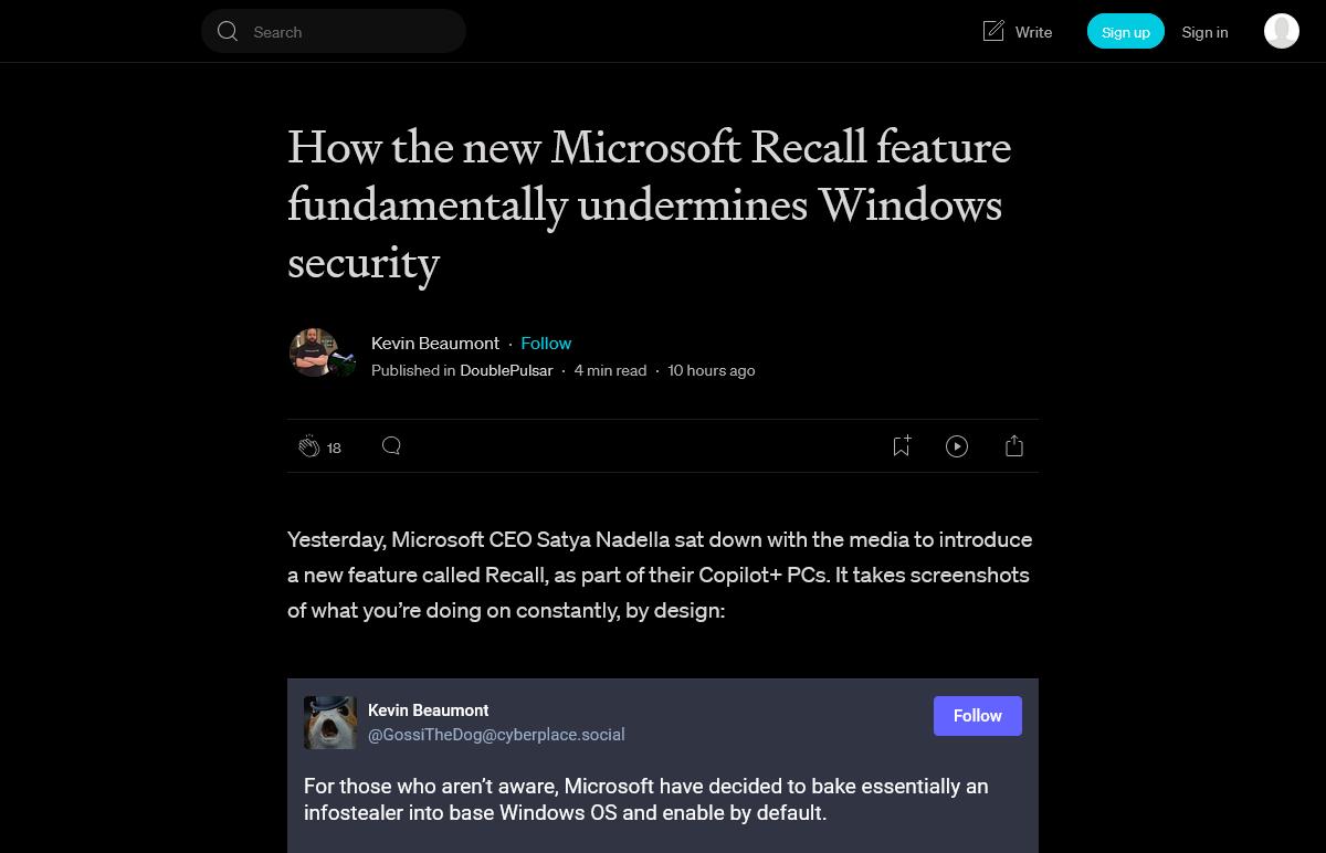 Microsoft Copilot+ PC向け新機能「Recall」、「悪夢のようなリスク」と非難も
