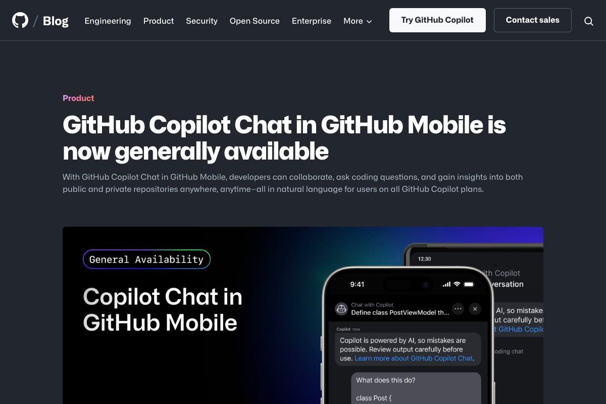 GitHub Copilot ChatがGitHub Mobileで一般利用開始