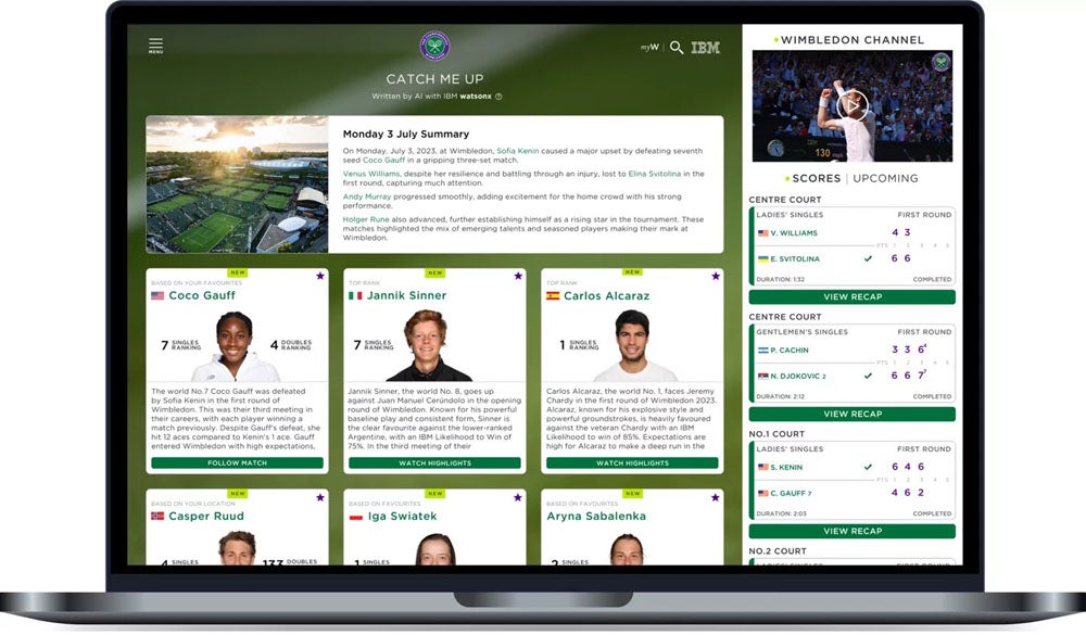 IBM、ウィンブルドンの選手情報を提供する新しい生成AI