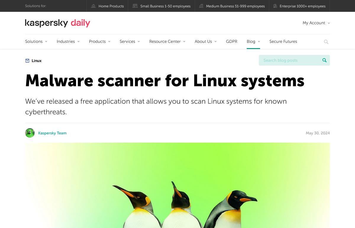 無料のLinux専用ウイルス駆除ツールをリリース、Kaspersky