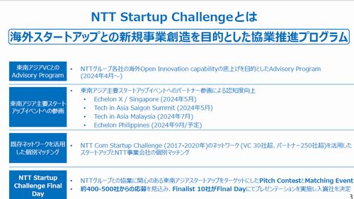 NTTグループ初、海外スタートアップ協業推進プログラム開始 – 第1弾は東南アジア