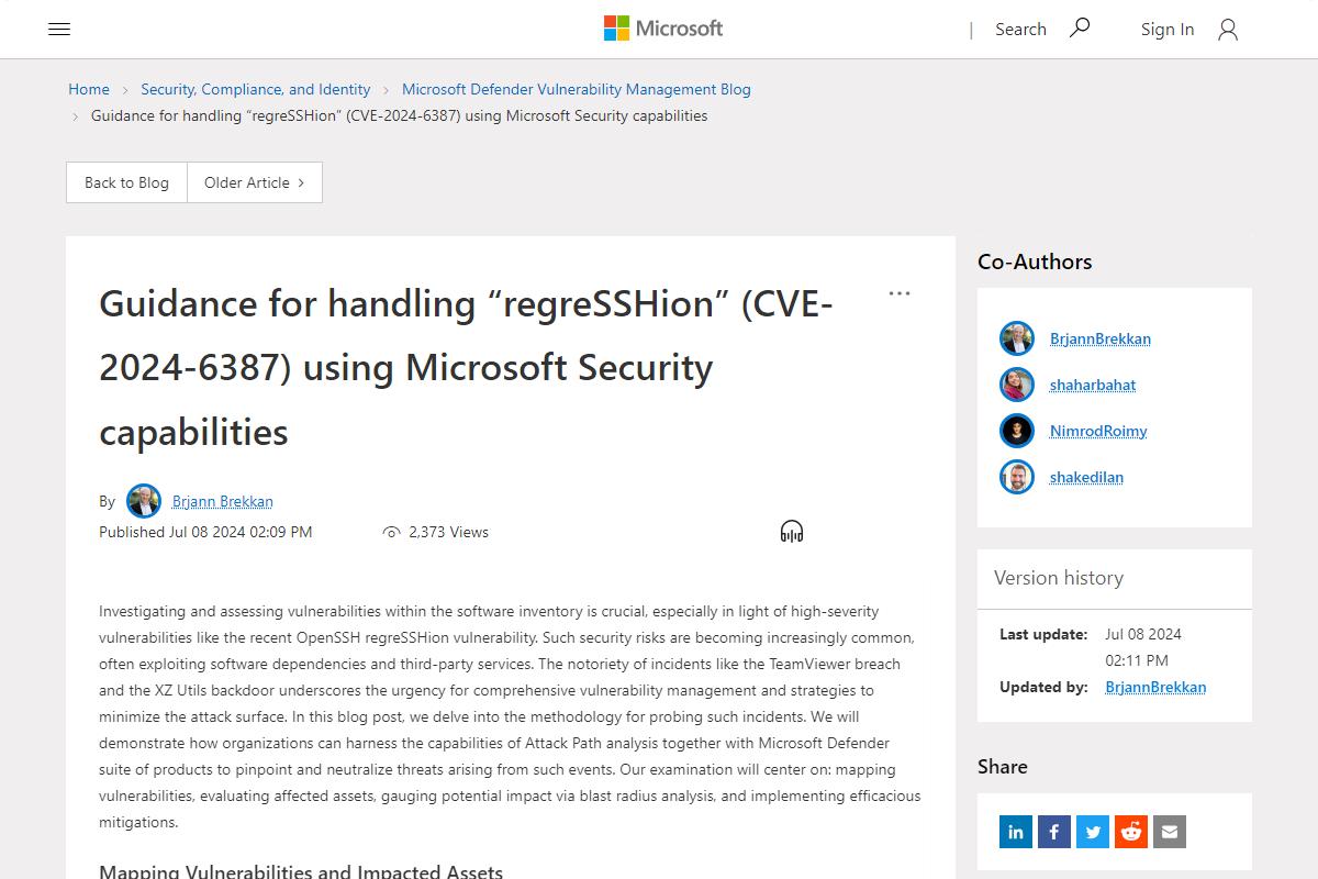 Microsoft、OpenSSH脆弱性「regreSSHion」の対策方法を説明