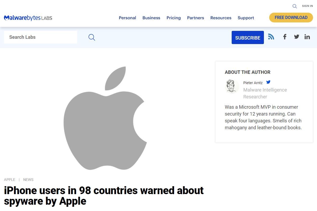 Apple、iPhoneのスパイウェア脅威通知を98カ国へ、対処法は