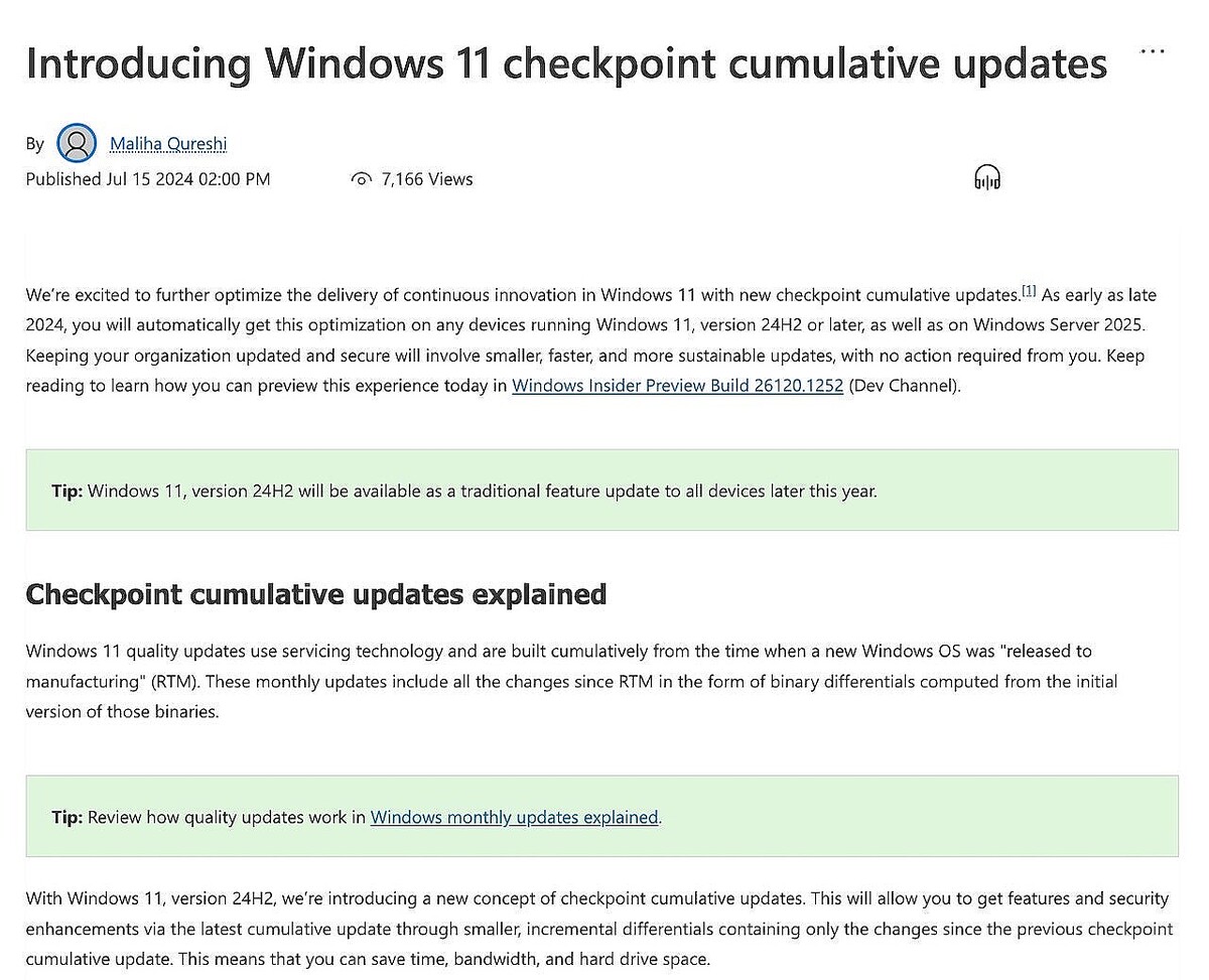 Microsoft、Windows向け累積更新プログラムの新しい提供方法発表