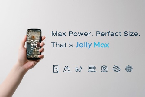 Unihertz、5G対応小型スマホ「Jelly Max」のクラウドファンディングを開始！5インチ液晶やDimensity 7300、12GB RAM、4000mAh電池など