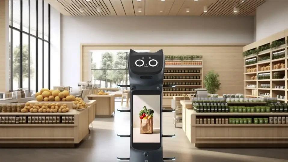 働くネコ型配膳ロボットに新モデル。大型ディスプレイ搭載で笑顔と広告を振りまく
