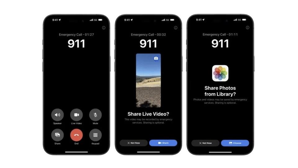 iOS 18では事故や緊急時にオペレーターとのライブ動画共有が可能に