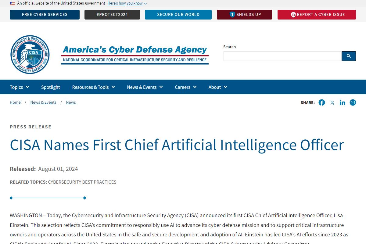 CISA初の最高人工知能責任者（CAIO）が就任、その理由とは