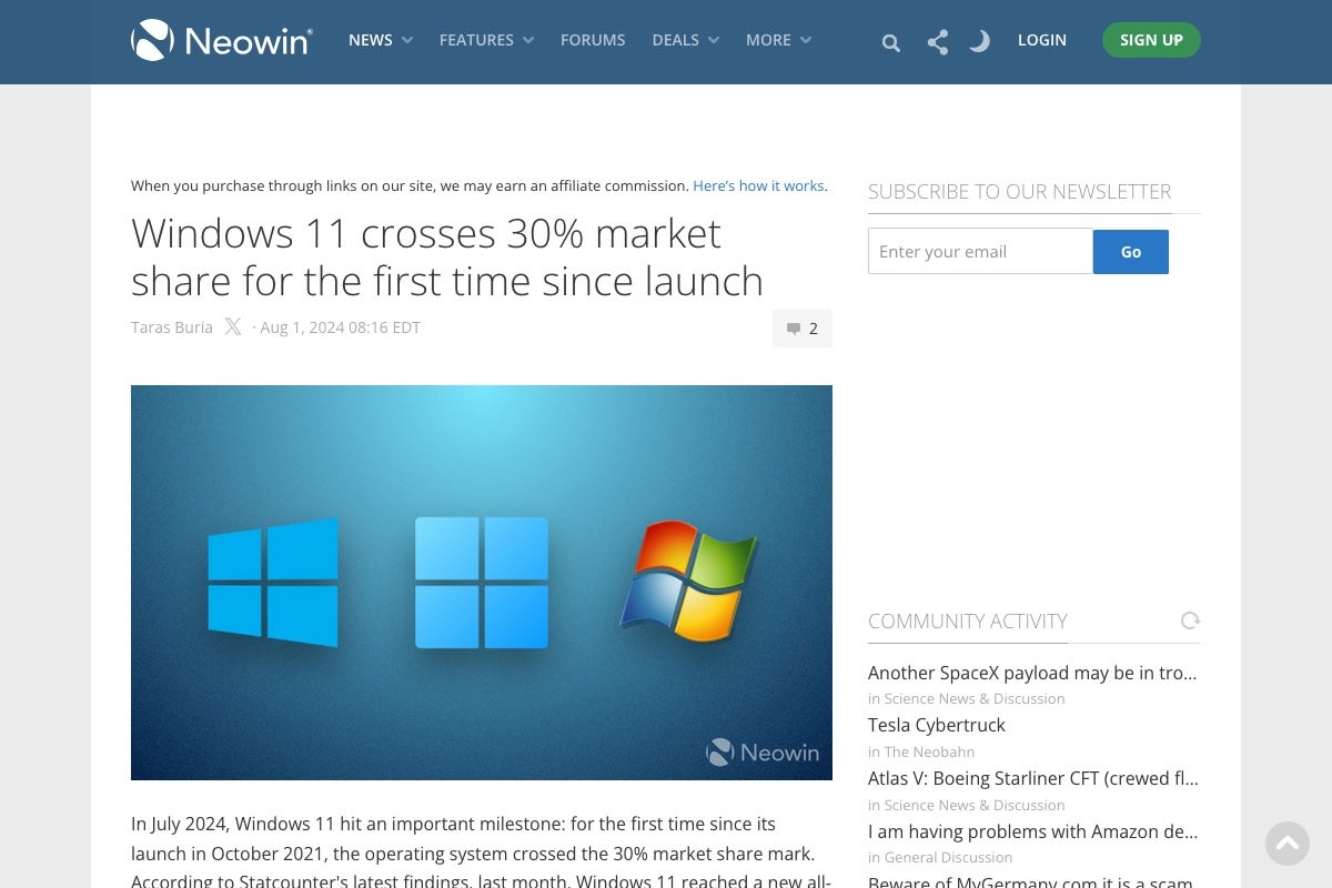 Windows 11が初めて30%超えを達成、Windowsシェア動向