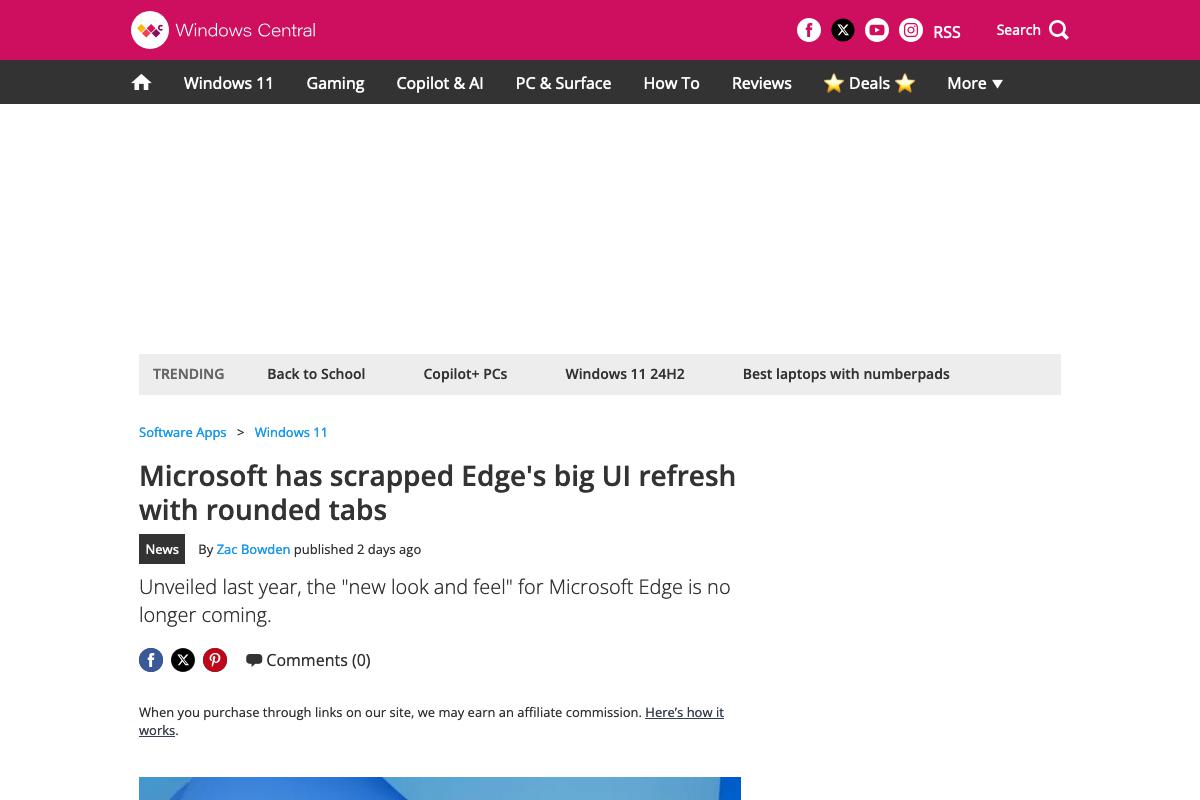 Microsoft Edgeの丸みを帯びたデザイン計画、正式に廃止される