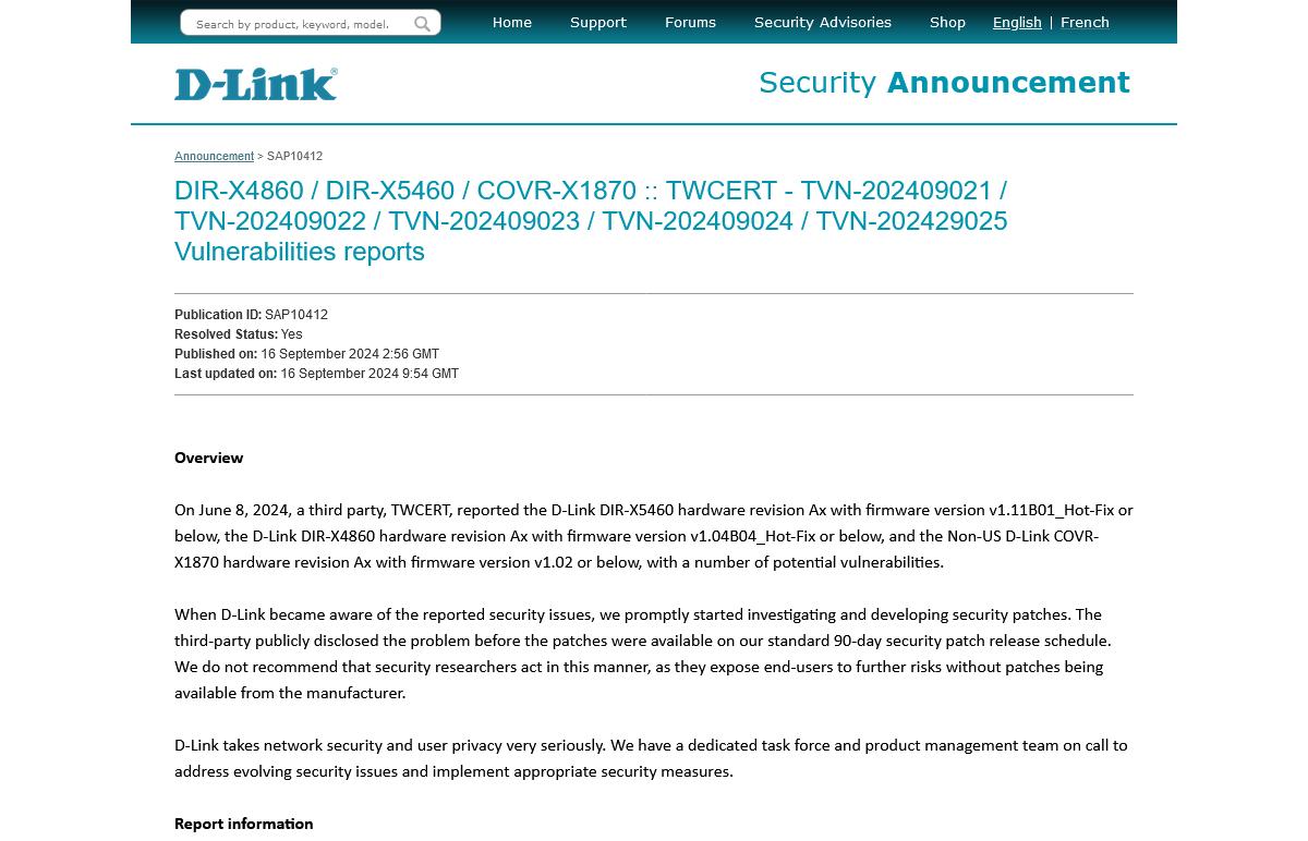 D-Linkの無線LANルータに緊急の脆弱性が複数存在、アップデートを