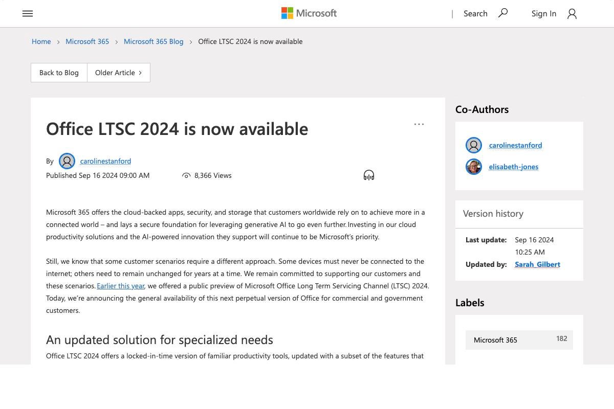 Microsoft、Office LTSC 2024提供開始 – クラウド接続が不要な環境向け