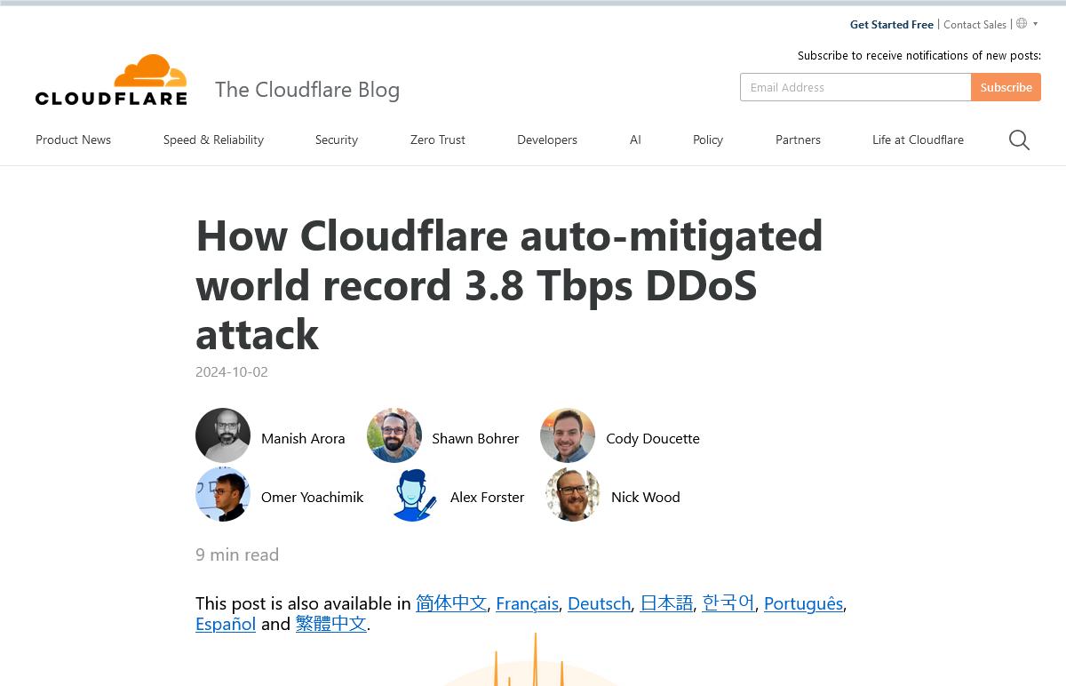 3.8Tbps巨大DDoS攻撃を回避したCloudflare、世界記録を更新