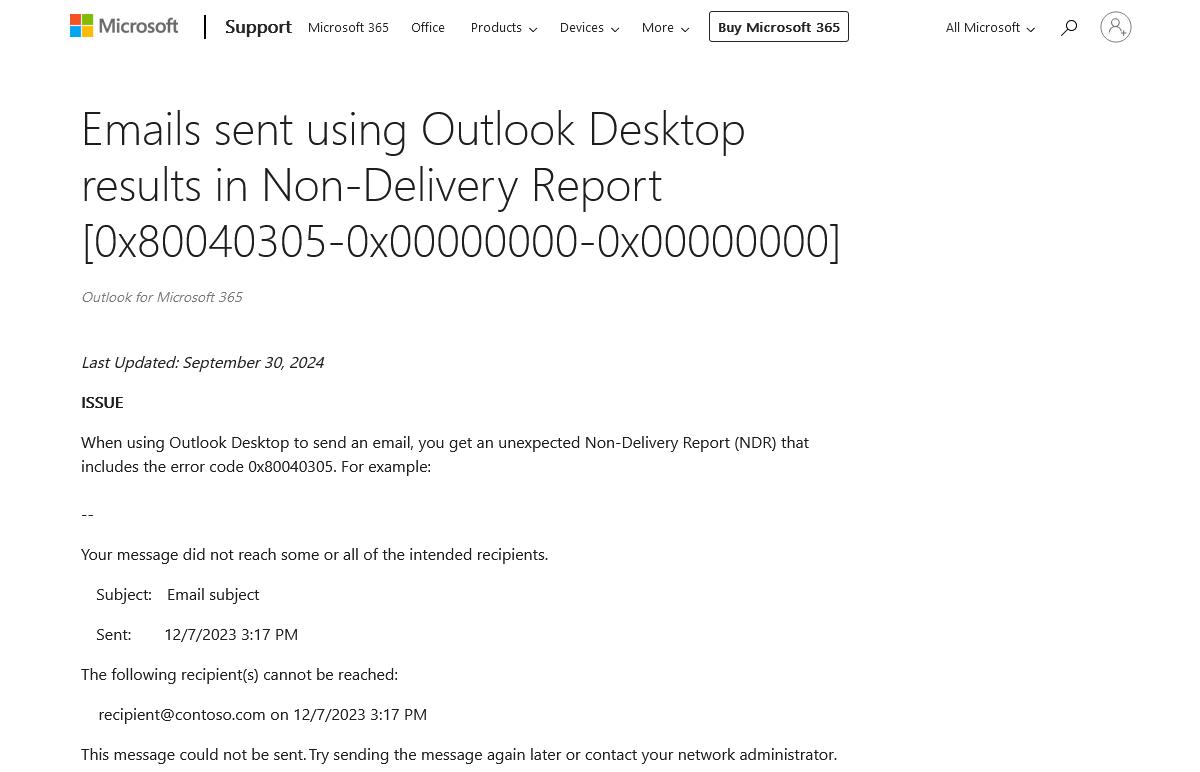 Outlookのメール送信時の不具合、Microsoftが修正