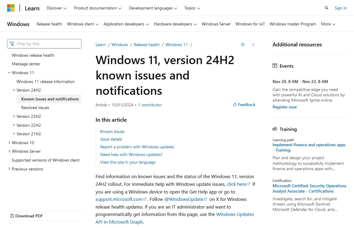 Windows 11 version 24H2に複数の不具合、提供を一時停止