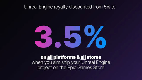 Epic Games StoreでゲームをリリースするとUnreal Engineのロイヤリティがたった「3.5％」に