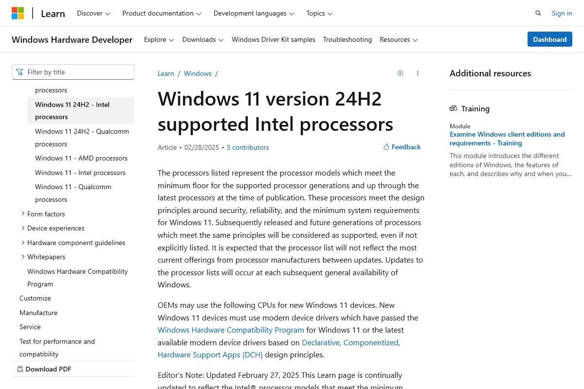 Windows 11のIntel CPUサポート終了を訂正、Microsoft