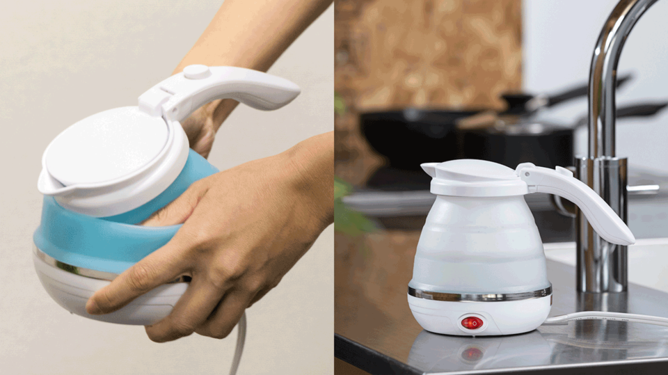 電気ケトルを旅行先に!折り畳めてかさばらず、500mlを4分で沸騰