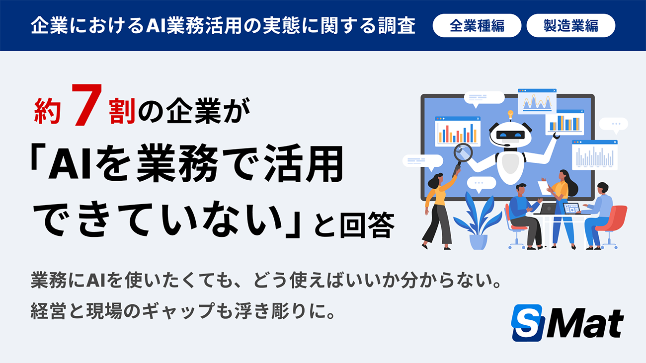 企業の約7割、業務において「AIを活用できていない」と回答。「どの業務に使えばよいかわからない」が8割に