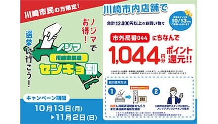 投票で得する! ノジマが川崎市長選で「センキョ割」再び
