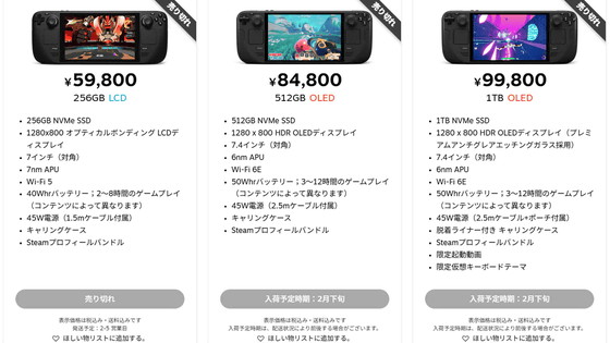 Steam Deckの在庫が激減、部品不足か